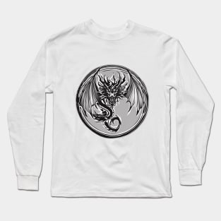 Dragon Black Shadow Silhouette Anime Style Collection No. 444 Long Sleeve T-Shirt